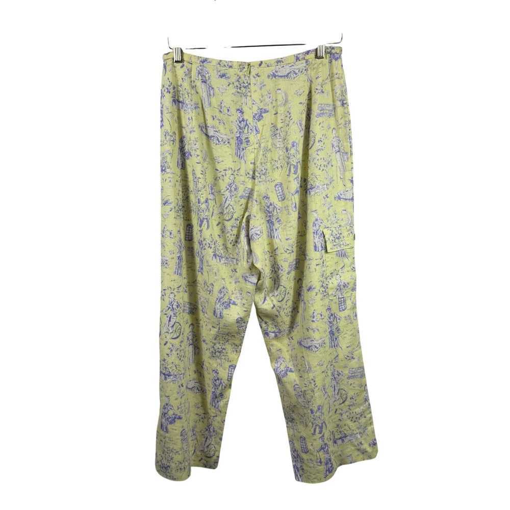Vtg Sharon Young Toile Print Cropped Pants Yellow Purple High Rise Cottagecore - Picture 8 of 13